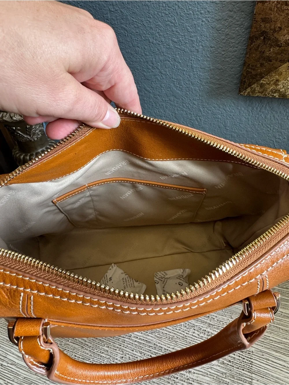 NEW!!! Brahmin Micaela Cognac Leather Satchel with Removable Crossbody Strap